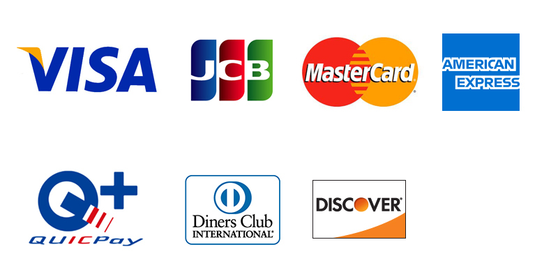 VISA・JCB・MasterCard・AMEX・QUICPay・ダイナースクラブ・DISCOVER